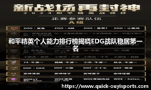 和平精英个人能力排行榜揭晓EDG战队稳居第一名